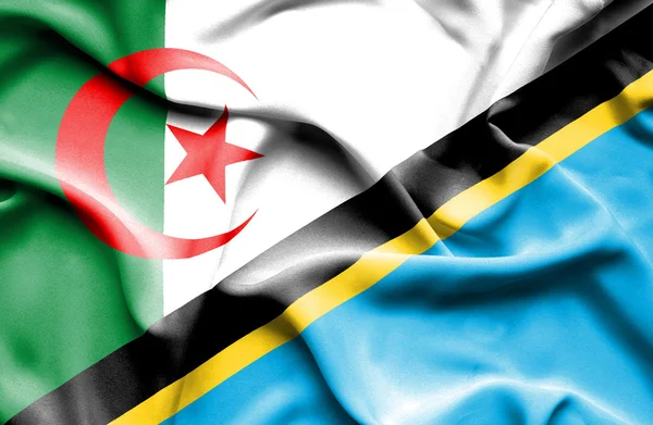 Wapperende vlag van Tanzania en Algerije — Stockfoto