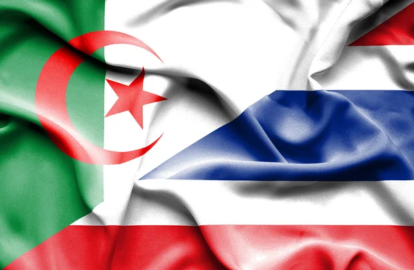 Machać flaga Tajlandii i Algierii — Zdjęcie stockowe