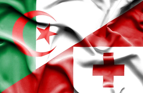 Flagge von Tonga und Algerien schwenken — Stockfoto