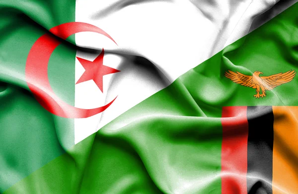 Wapperende vlag van Zimbabwe en Algerije — Stockfoto