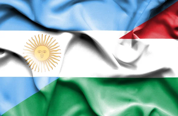 Bandera ondeante de Hungría y Argentina — Foto de Stock