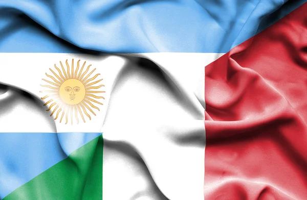 Waving flag of Italy and Argentina — Stock Photo, Image