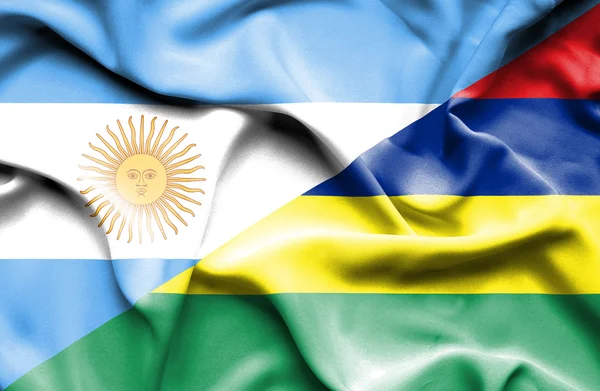 Sventolando bandiera di Mauritius e Argentina — Foto Stock