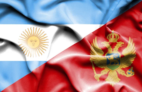 Bandera ondeante de Montenegro y Argentina — Foto de Stock