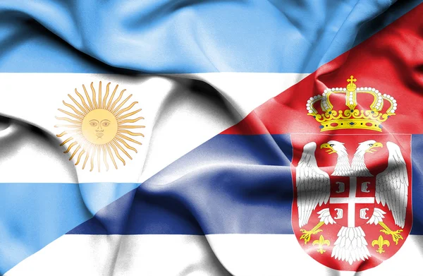 Bandera ondeante de Serbia y Argentina —  Fotos de Stock