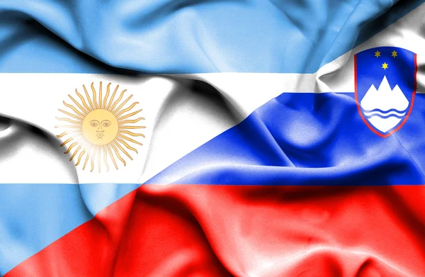 Bandera ondeante de Eslovenia y Argentina — Foto de Stock