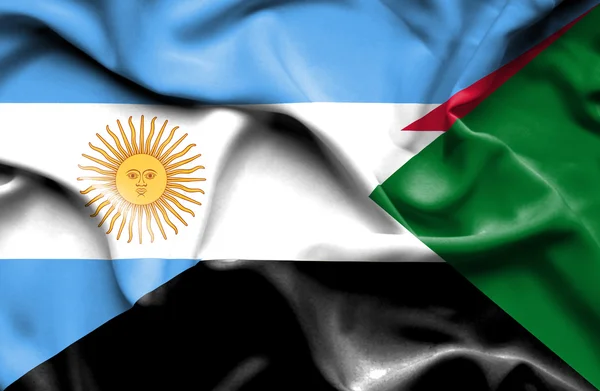 Machać flaga Sudanu i Argentyna — Zdjęcie stockowe