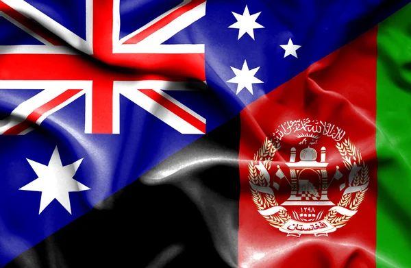 Waving flag of Afghanistan and Australia — Stock Photo, Image