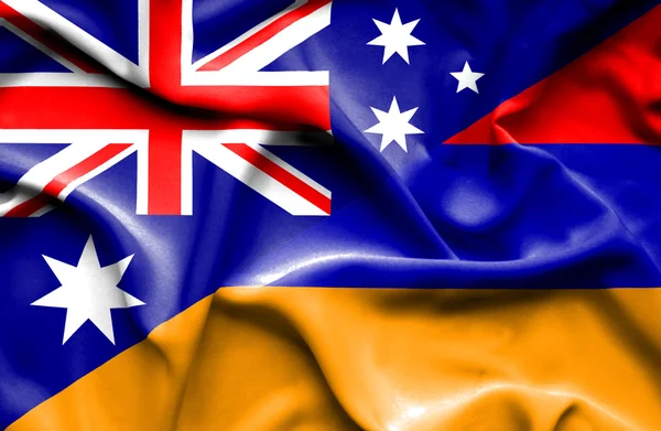 Flagge von Armenien und Australien schwenkend — Stockfoto