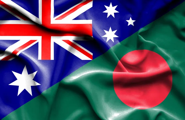 Waving flag of Bangladesh and Australia — Stock Photo, Image