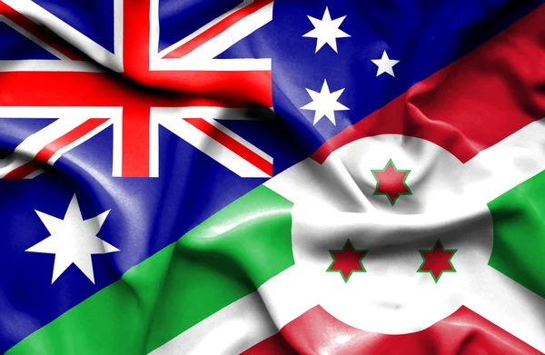 Flagge von Burundi und Australien schwenken — Stockfoto