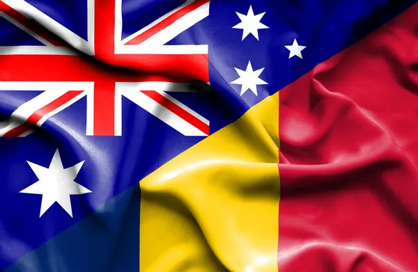 乍得和澳大利亚那飘扬的旗帜 — 图库照片
