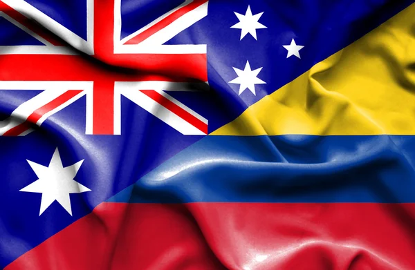 Sventolando bandiera di Colombia e Australia — Foto Stock
