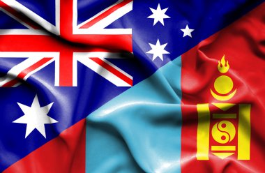 Moğolistan ve Avustralya bayrağı sallayarak