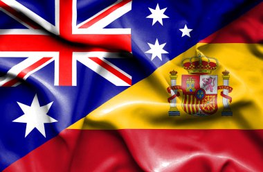 İspanya ve Avustralya bayrağı sallayarak