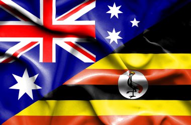 Uganda ve Avustralya bayrağı sallayarak 