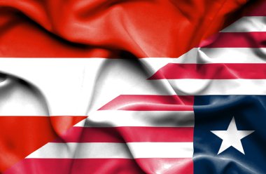 Liberya ve Avusturya bayrağı sallayarak