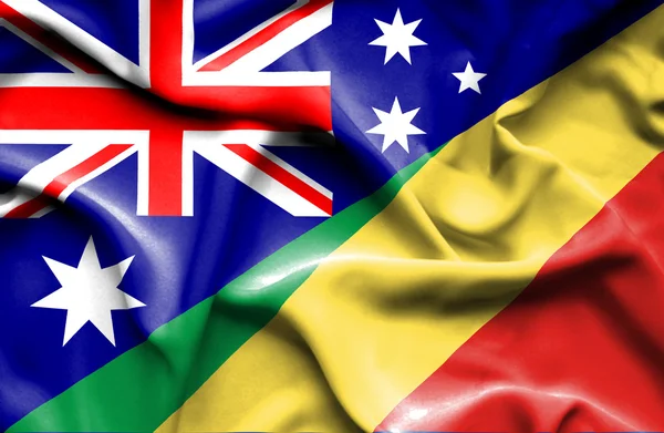 Bandeira ondulante da República do Congo e Austrália — Fotografia de Stock