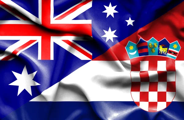 Waving flag of Croatia and Australia — Stock Photo, Image