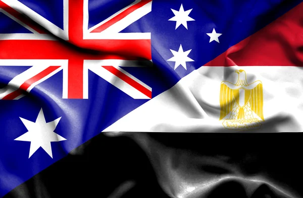 Waving flag of Egypt and Australia — Stock Photo, Image