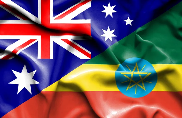 Viftande flagga Etiopien och Australien — Stockfoto