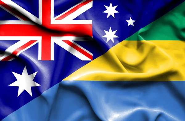 加蓬和澳大利亚那飘扬的旗帜 — 图库照片