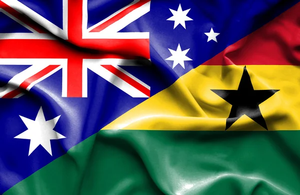 Flagge von Ghanas und Australiens schwenken — Stockfoto