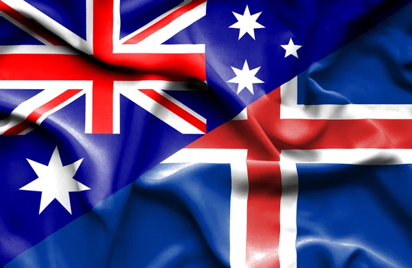 Bandera ondeante de Islandia y Australia —  Fotos de Stock