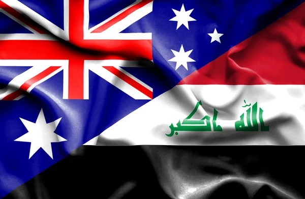 Ondeando la bandera de Irak y Australia —  Fotos de Stock