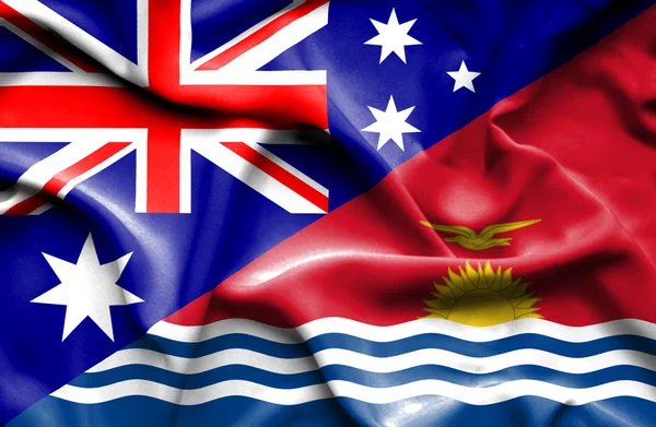Viftande flagga Kiribati och Australien — Stockfoto
