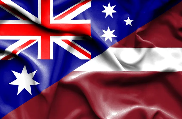 Bandeira acenando da Letônia e Austrália — Fotografia de Stock