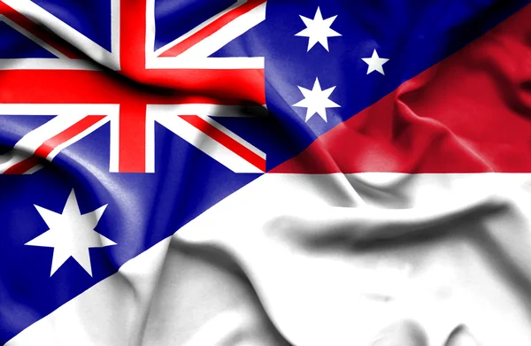 Bandera ondeante de Mónaco y Australia — Foto de Stock