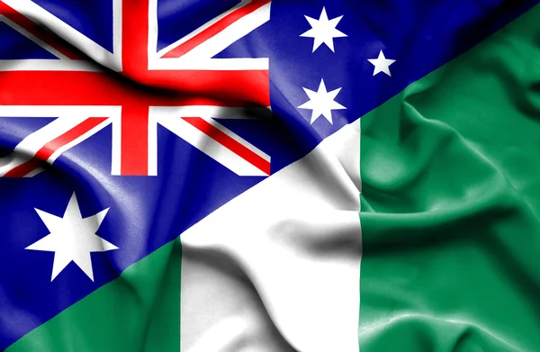 Drapeau agitant du Nigeria et de l'Australie — Photo