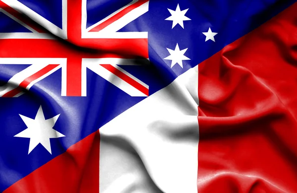 Wapperende vlag van Peru en Australië — Stockfoto