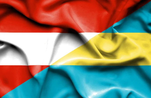 Waving flag of Bahamas and Austria — Stock Photo, Image