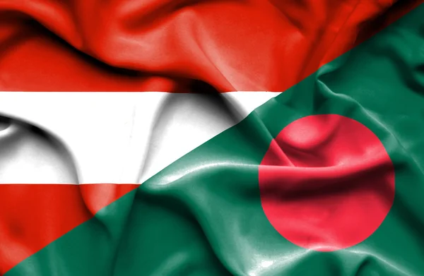 Waving flag of Bangladesh and Austria — Stock Photo, Image