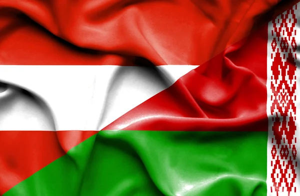 Bandera ondeante de Belarús y Austria —  Fotos de Stock