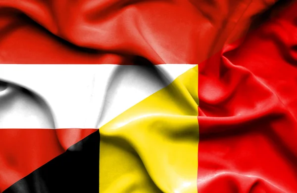 比利时和奥地利那飘扬的旗帜 — 图库照片