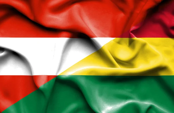 Flagge von Bolivien und Österreich schwenken — Stockfoto