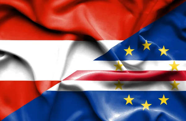 Waving flag of Cape Verde and Austria — Stock Photo, Image