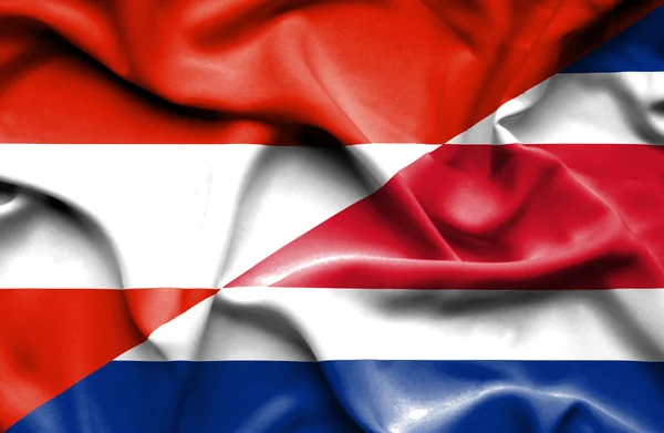 Bandera ondeante de Costa Rica y Austria — Foto de Stock