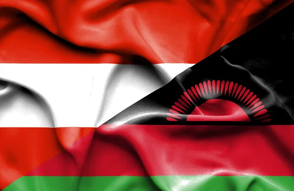 Sventolando bandiera del Malawi e dell'Austria — Foto Stock