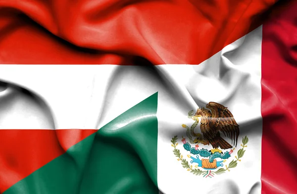 stock image Waving flag of Mexico and Austria