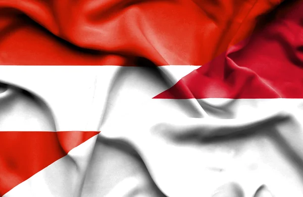 Flagge von Monako und Österreich schwenken — Stockfoto