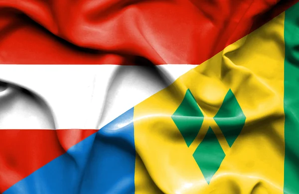 Bandeira de São Vicente e Granadinas e Áustria — Fotografia de Stock