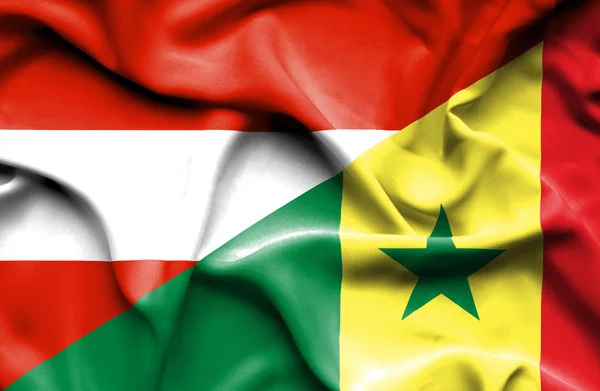 Bandera ondeante de Senegal y Austria —  Fotos de Stock