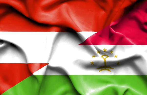 Waving flag of Tajikistan and Austria — Stock Photo, Image