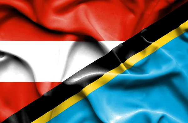 Bandera ondeante de Tanzania y Austria —  Fotos de Stock