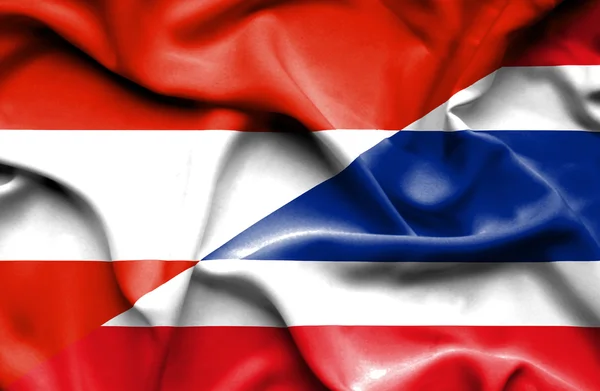 Waving flag of Thailand and Austria — Stock Photo, Image