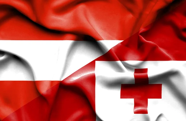 Sventolando bandiera di Tonga e Austria — Foto Stock